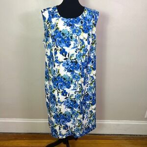 Jessica London 20W Blue Floral Sleeveless Sheath Dress Plus Size